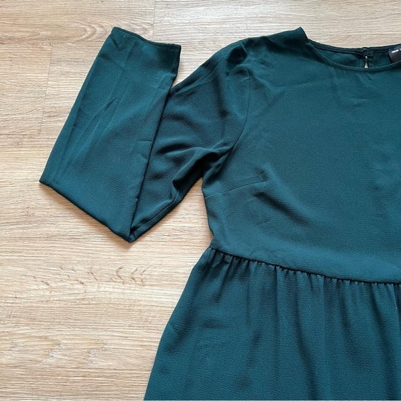 ASOS Design Tiered Midi Maternity Dress Long Sleeve Keyhole Back Green Size 4 - Picture 2 of 7